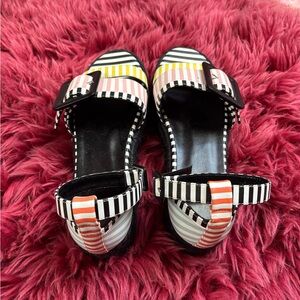 Pierre Hardy Striped Sandals baby platform sandal with ankle straps NWOB